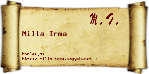 Milla Irma névjegykártya